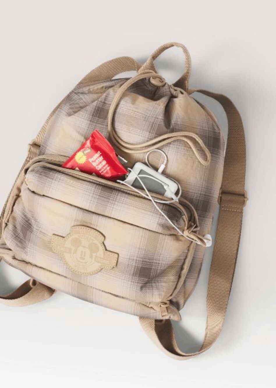 NWT Beis x Disney Compactible Backpack Crossbody Bag in Plaid